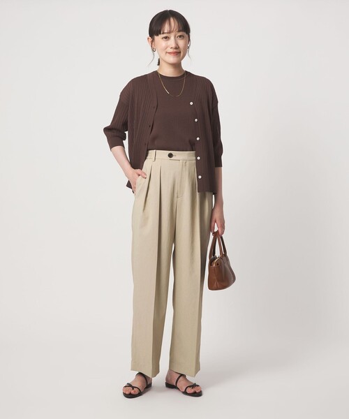 green label relaxing（グリーンレーベルリラクシング）の「［size SHORT/TALLあり］2タック ワイド パンツ UVカット 接触冷感 吸水速乾（その他パンツ・レディース・ブラック/ベージュ・TALL/36/SHORT/40/38）」の3枚目の写真