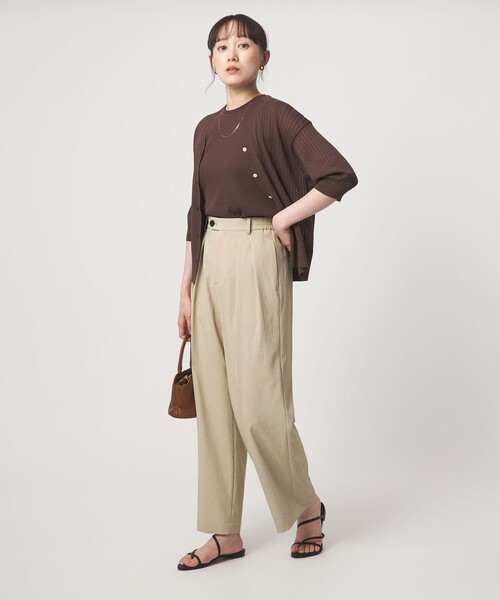 green label relaxing（グリーンレーベルリラクシング）の「［size SHORT/TALLあり］2タック ワイド パンツ UVカット 接触冷感 吸水速乾（その他パンツ・レディース・ブラック/ベージュ・TALL/36/SHORT/40/38）」の5枚目の写真