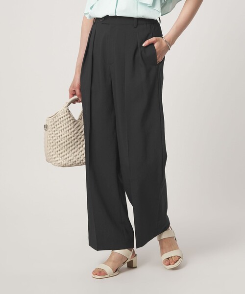 green label relaxing（グリーンレーベルリラクシング）の「［size SHORT/TALLあり］2タック ワイド パンツ UVカット 接触冷感 吸水速乾（その他パンツ・レディース・ブラック/ベージュ・TALL/36/SHORT/40/38）」の6枚目の写真
