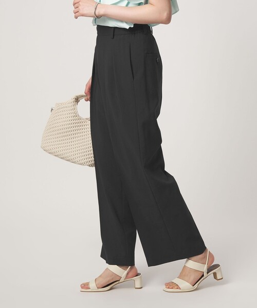 green label relaxing（グリーンレーベルリラクシング）の「［size SHORT/TALLあり］2タック ワイド パンツ UVカット 接触冷感 吸水速乾（その他パンツ・レディース・ブラック/ベージュ・TALL/36/SHORT/40/38）」の7枚目の写真