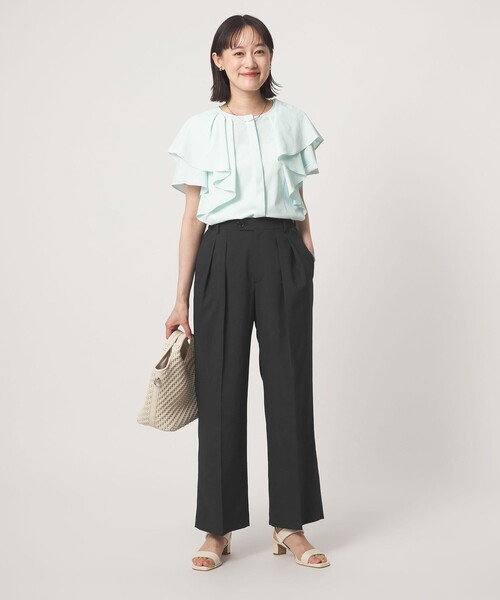 green label relaxing（グリーンレーベルリラクシング）の「［size SHORT/TALLあり］2タック ワイド パンツ UVカット 接触冷感 吸水速乾（その他パンツ・レディース・ブラック/ベージュ・TALL/36/SHORT/40/38）」の8枚目の写真