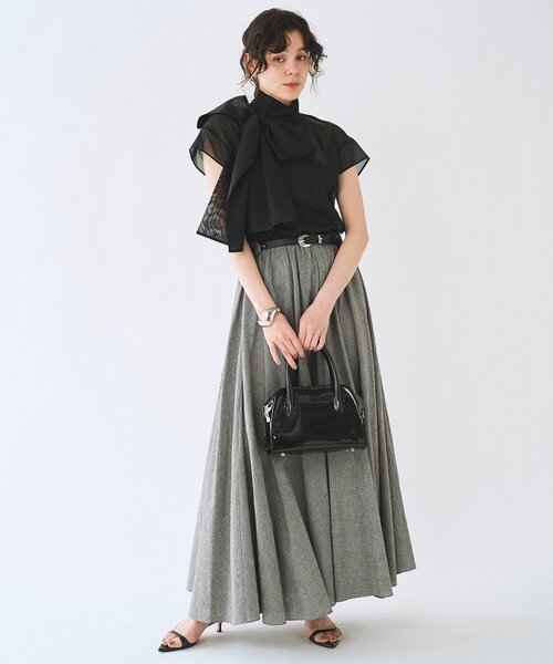 Whim Gazette(ウィムガゼット)の「コットンリネンチェックフレアスカート/セットアップ可(スカート・レディース・グレー/レッド・38/36)」の8枚目の写真