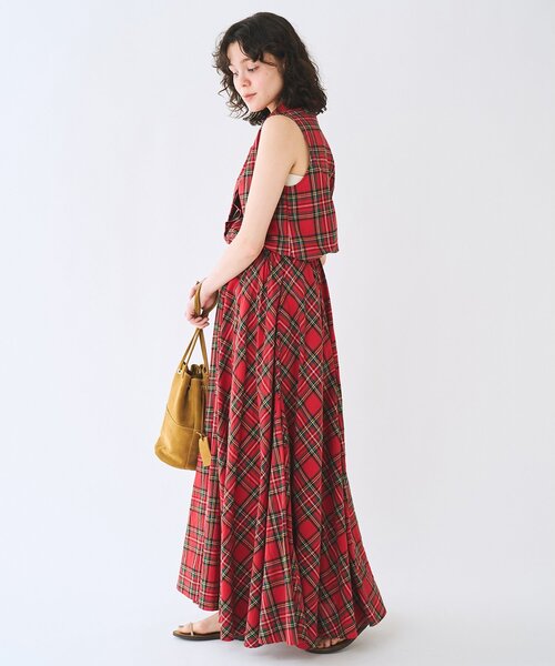Whim Gazette(ウィムガゼット)の「コットンリネンチェックフレアスカート/セットアップ可(スカート・レディース・グレー/レッド・38/36)」の12枚目の写真