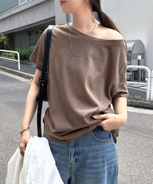 サイドギャザーリボン半袖トップス