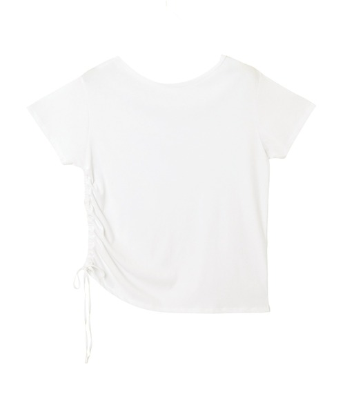andme(アンドミー)の「サイドギャザーリボン半袖トップス(Tシャツ/カットソー・レディース・ブラック/ブラウン/オフホワイト・M)」の20枚目の写真