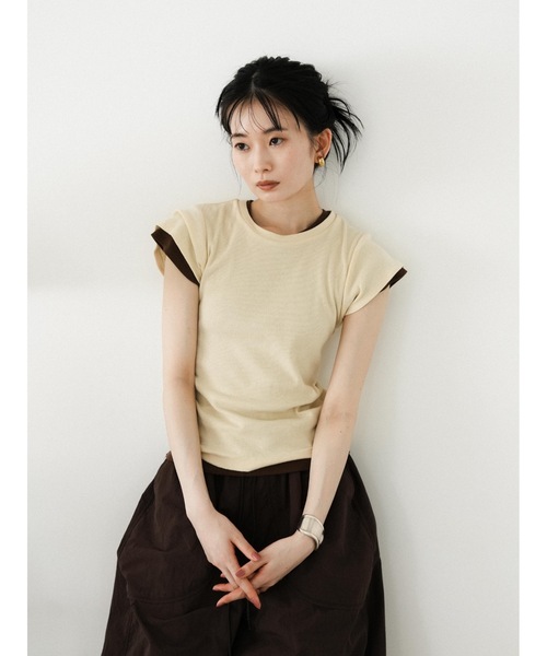 Katrin TOKYO(カトリーントーキョー)の「minimal rib tee(Tシャツ/カットソー・レディース・ダークブラウン/ヘザーグレー/ブルー系/イエロー系・FREE/XS)」の1枚目の写真