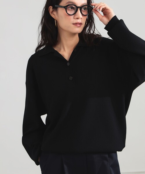 Demi-Luxe BEAMS(デミルクス ビームス)の「14ゲージ スムース ポロ ニット(ニット/セーター・レディース・ブラウン/ブラック・ONE SIZE)」の2枚目の写真