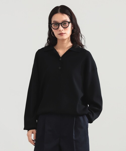 Demi-Luxe BEAMS(デミルクス ビームス)の「14ゲージ スムース ポロ ニット(ニット/セーター・レディース・ブラウン/ブラック・ONE SIZE)」の3枚目の写真