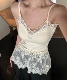 DAY CLOSET | 【重ね着映えする繊細レース/カップ付き】Vネックキャミソールチュニック レディース(キャミソール)