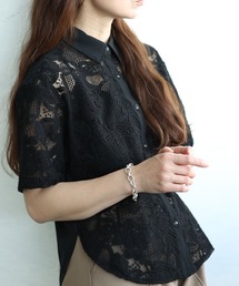 刺繍レースシャツブラウス