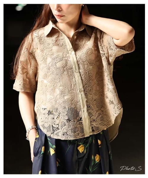 Sawa a la mode(サワアラモード)の「刺繍レースシャツブラウス(シャツ/ブラウス・レディース・オフホワイト/ブラック・FREE)」の15枚目の写真