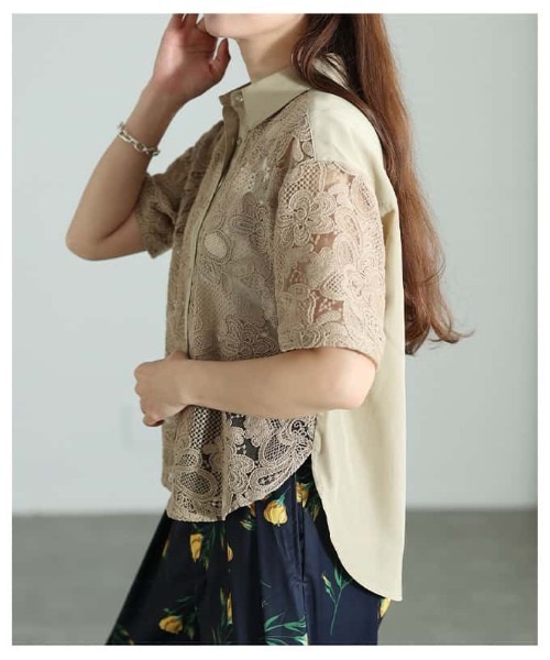 Sawa a la mode(サワアラモード)の「刺繍レースシャツブラウス(シャツ/ブラウス・レディース・オフホワイト/ブラック・FREE)」の17枚目の写真