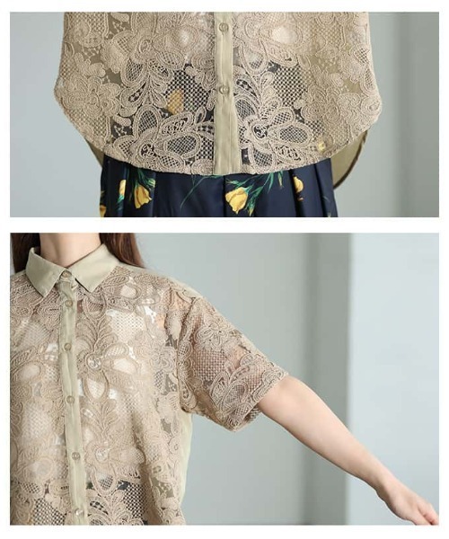 Sawa a la mode(サワアラモード)の「刺繍レースシャツブラウス(シャツ/ブラウス・レディース・オフホワイト/ブラック・FREE)」の18枚目の写真