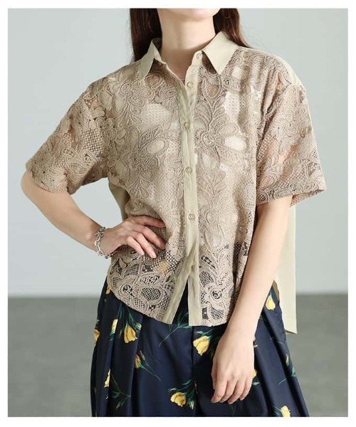 Sawa a la mode(サワアラモード)の「刺繍レースシャツブラウス(シャツ/ブラウス・レディース・オフホワイト/ブラック・FREE)」の22枚目の写真