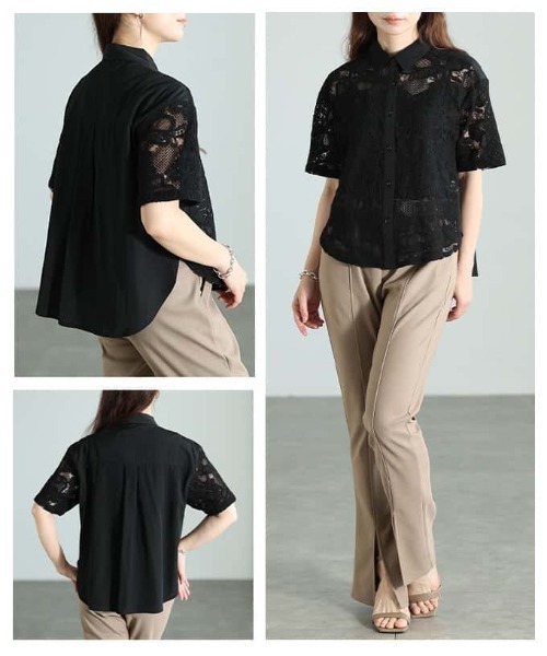 Sawa a la mode(サワアラモード)の「刺繍レースシャツブラウス(シャツ/ブラウス・レディース・オフホワイト/ブラック・FREE)」の6枚目の写真