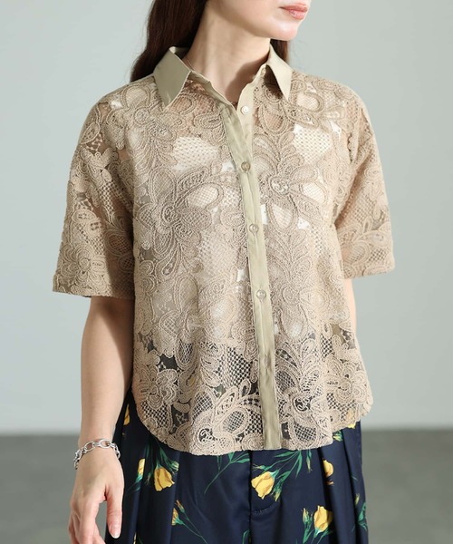 Sawa a la mode(サワアラモード)の「刺繍レースシャツブラウス(シャツ/ブラウス・レディース・オフホワイト/ブラック・FREE)」の11枚目の写真
