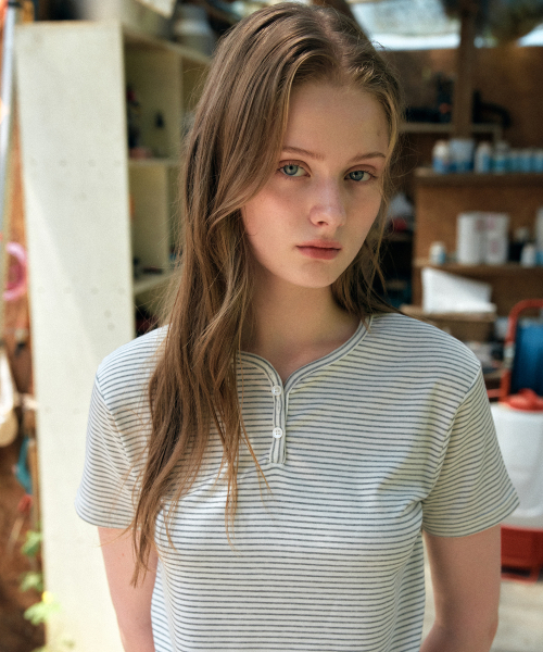 YUPPE(ヨッペ)の「ストライプテンセルTシャツ_アイボリー(Tシャツ/カットソー・レディース・その他・MEDIUM/SMALL)」の4枚目の写真
