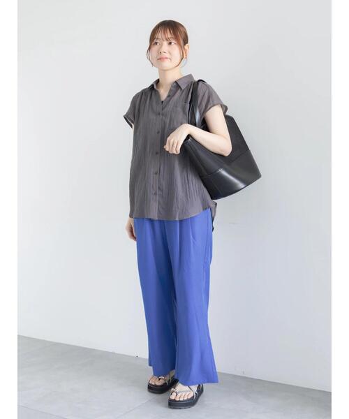 Te chichi(テチチ)の「【7色展開】シャンブレーボイルフレンチスリーブシャツ(シャツ/ブラウス・レディース・オフホワイト/パープル/グリーン/チャコールグレー/マスタード/ブルー/テラコッタ・F)」の8枚目の写真