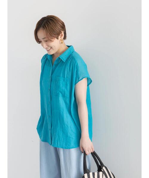 Te chichi(テチチ)の「【7色展開】シャンブレーボイルフレンチスリーブシャツ(シャツ/ブラウス・レディース・オフホワイト/パープル/グリーン/チャコールグレー/マスタード/ブルー/テラコッタ・F)」の15枚目の写真