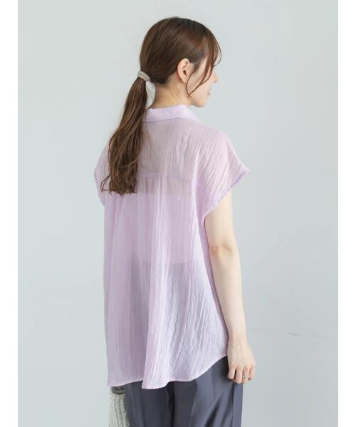 Te chichi(テチチ)の「【7色展開】シャンブレーボイルフレンチスリーブシャツ(シャツ/ブラウス・レディース・オフホワイト/パープル/グリーン/チャコールグレー/マスタード/ブルー/テラコッタ・F)」の20枚目の写真