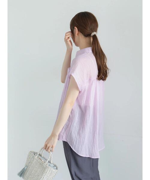 Te chichi(テチチ)の「【7色展開】シャンブレーボイルフレンチスリーブシャツ(シャツ/ブラウス・レディース・オフホワイト/パープル/グリーン/チャコールグレー/マスタード/ブルー/テラコッタ・F)」の21枚目の写真