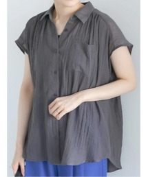 【7色展開】シャンブレーボイルフレンチスリーブシャツ