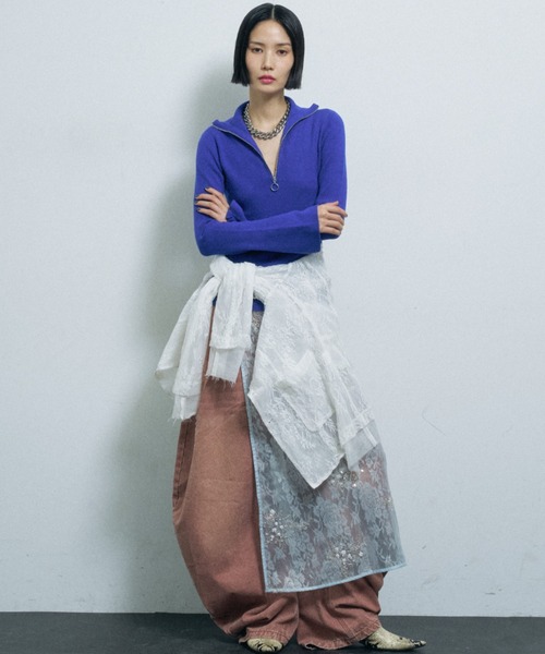 yae（ヤエ）の「Super wide curve denim / スーパーワイドカーブデニム（デニムパンツ・レディース・ピンク・38/36）」の2枚目の写真