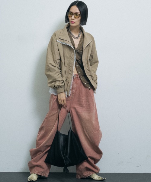 yae（ヤエ）の「Super wide curve denim / スーパーワイドカーブデニム（デニムパンツ・レディース・ピンク・38/36）」の5枚目の写真