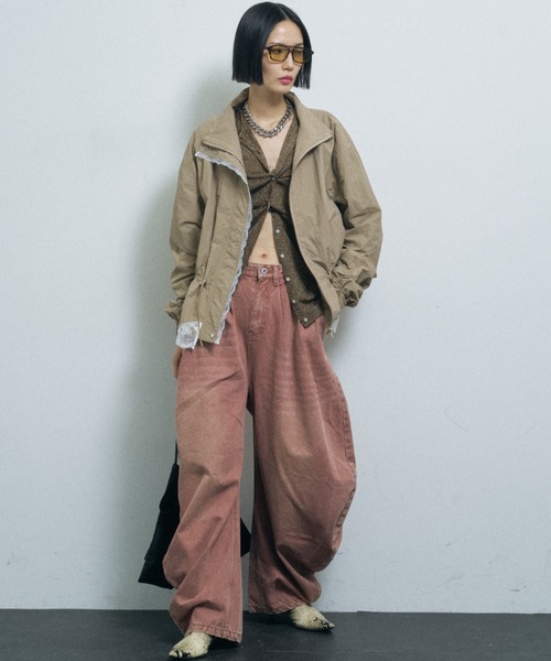 yae（ヤエ）の「Super wide curve denim / スーパーワイドカーブデニム（デニムパンツ・レディース・ピンク・38/36）」の6枚目の写真