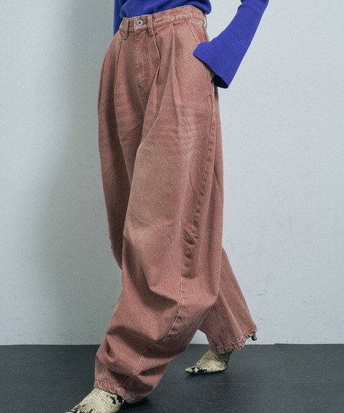 yae（ヤエ）の「Super wide curve denim / スーパーワイドカーブデニム（デニムパンツ・レディース・ピンク・38/36）」の10枚目の写真