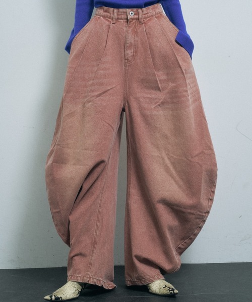 yae（ヤエ）の「Super wide curve denim / スーパーワイドカーブデニム（デニムパンツ・レディース・ピンク・38/36）」の9枚目の写真