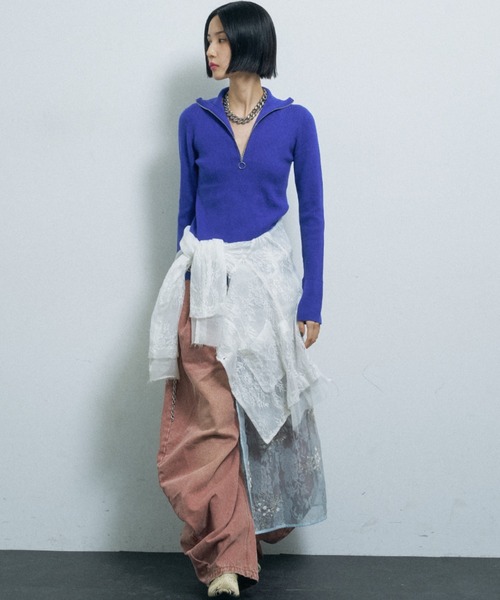 yae（ヤエ）の「Super wide curve denim / スーパーワイドカーブデニム（デニムパンツ・レディース・ピンク・38/36）」の3枚目の写真