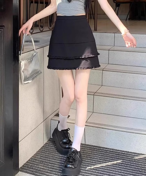 shyam inspiration(シャムインスピレーション)の「2段フリル切替ティアードミニスカート(スカート・レディース・ブラック/ホワイト・M/S)」の21枚目の写真