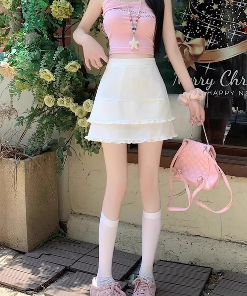 shyam inspiration(シャムインスピレーション)の「2段フリル切替ティアードミニスカート(スカート・レディース・ブラック/ホワイト・M/S)」の14枚目の写真
