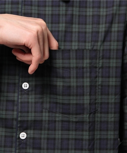 OUTLET（アウトレット）の「【BLOOM&BRANCH】SLEEPYhenryPJSH（シャツ/ブラウス・メンズ・ブラック×グリーン・X-SMALL）」の7枚目の写真