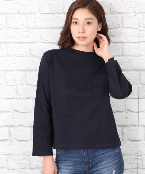 LEPSIM（レプシィム）の「カリフォルニアコットンポケットTシャツLS　712767（Tシャツ/カットソー・レディース・オフホワイト/トップグレー/ダークネイビー・LARGE/MEDIUM）」の3枚目の写真