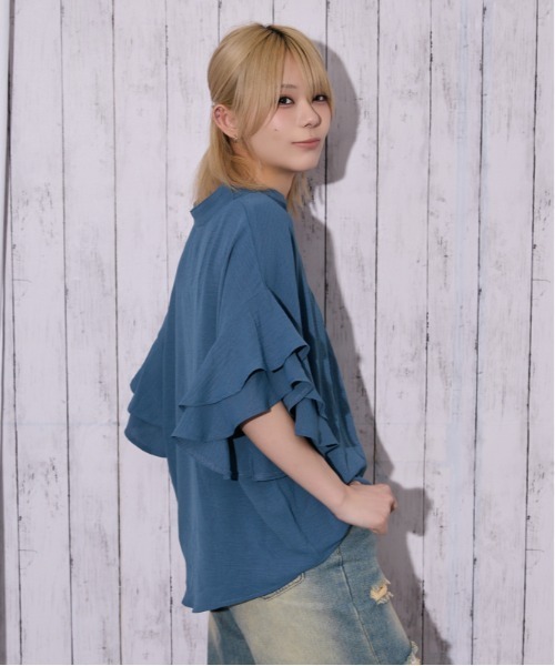 GORGE（ゴージ）の「《袖フリル・抜け感》カットスキッパーシャツ／フェミニン×ナチュラル／春夏／全4色（シャツ/ブラウス・レディース・ブラック/チャコール/アイボリー/ブルー・F）」の12枚目の写真
