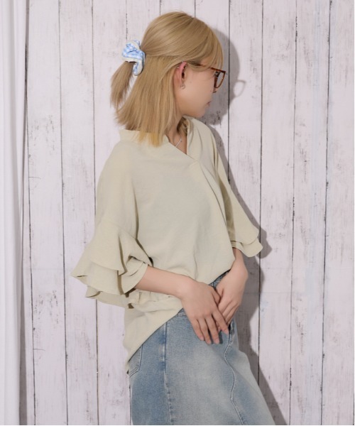 GORGE（ゴージ）の「《袖フリル・抜け感》カットスキッパーシャツ／フェミニン×ナチュラル／春夏／全4色（シャツ/ブラウス・レディース・ブラック/チャコール/アイボリー/ブルー・F）」の16枚目の写真