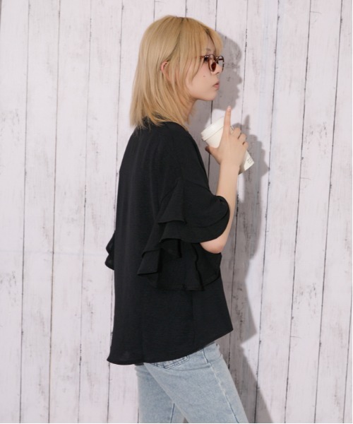 GORGE（ゴージ）の「《袖フリル・抜け感》カットスキッパーシャツ／フェミニン×ナチュラル／春夏／全4色（シャツ/ブラウス・レディース・ブラック/チャコール/アイボリー/ブルー・F）」の20枚目の写真