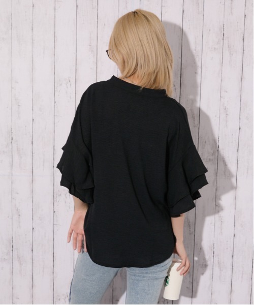 GORGE（ゴージ）の「《袖フリル・抜け感》カットスキッパーシャツ／フェミニン×ナチュラル／春夏／全4色（シャツ/ブラウス・レディース・ブラック/チャコール/アイボリー/ブルー・F）」の21枚目の写真