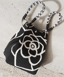 花柄 ジャガードニット ミニ巾着バッグ / Floral Jacquard Knit Mini Drawstring Bag