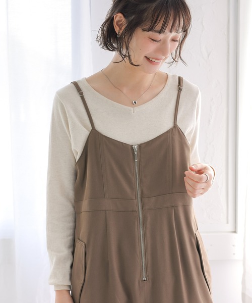 n'OrLABEL（ノアールレーベル）の「フロントジップサロペット（サロペット/オーバーオール・レディース・ブラック/モカ・1/2）」の6枚目の写真