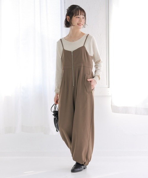 n'OrLABEL（ノアールレーベル）の「フロントジップサロペット（サロペット/オーバーオール・レディース・ブラック/モカ・1/2）」の11枚目の写真
