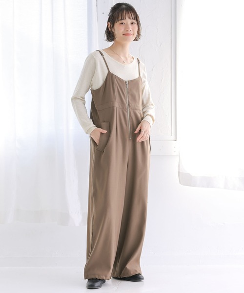 n'OrLABEL（ノアールレーベル）の「フロントジップサロペット（サロペット/オーバーオール・レディース・ブラック/モカ・1/2）」の4枚目の写真