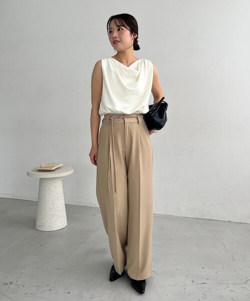 CAPRICIEUX LE'MAGE（カプリシューレマージュ）の「ドレープノースリT（Tシャツ/カットソー・レディース・ホワイト系その他/ライトグレー/ブラック・FREE）」の16枚目の写真