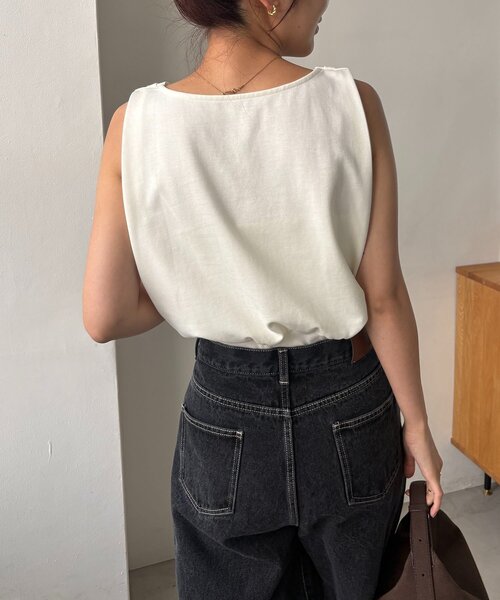 CAPRICIEUX LE'MAGE（カプリシューレマージュ）の「ドレープノースリT（Tシャツ/カットソー・レディース・ホワイト系その他/ライトグレー/ブラック・FREE）」の22枚目の写真