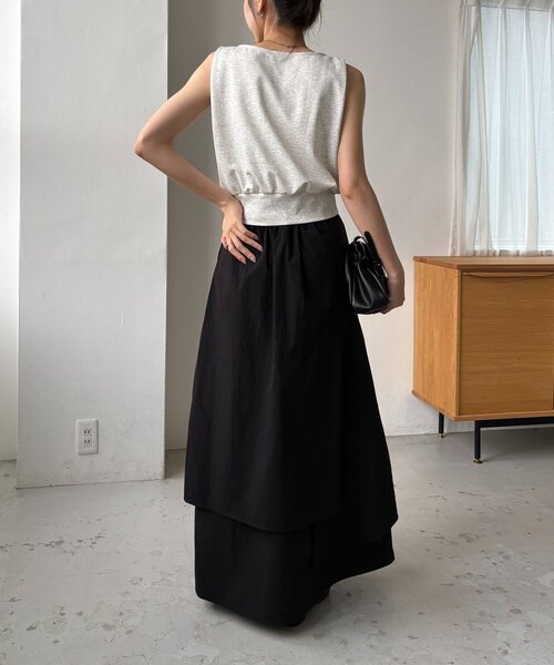 CAPRICIEUX LE'MAGE（カプリシューレマージュ）の「ドレープノースリT（Tシャツ/カットソー・レディース・ホワイト系その他/ライトグレー/ブラック・FREE）」の7枚目の写真