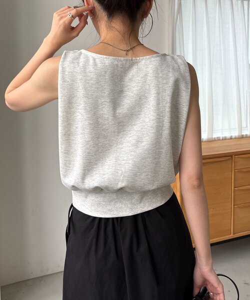 CAPRICIEUX LE'MAGE（カプリシューレマージュ）の「ドレープノースリT（Tシャツ/カットソー・レディース・ホワイト系その他/ライトグレー/ブラック・FREE）」の10枚目の写真