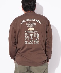 Tシャツ 長袖 メンズ 大きいサイズ コットン100% バックプリント PREMIUM COMFORT クルーネック カットソー B&T CLUB (ビーアンドティークラブ)