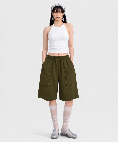 UNDEROFF(アンダーオフ)の「ローカットアウトポケットバミューダパンツカーキ(その他パンツ・レディース・カーキ・FREE)」の7枚目の写真